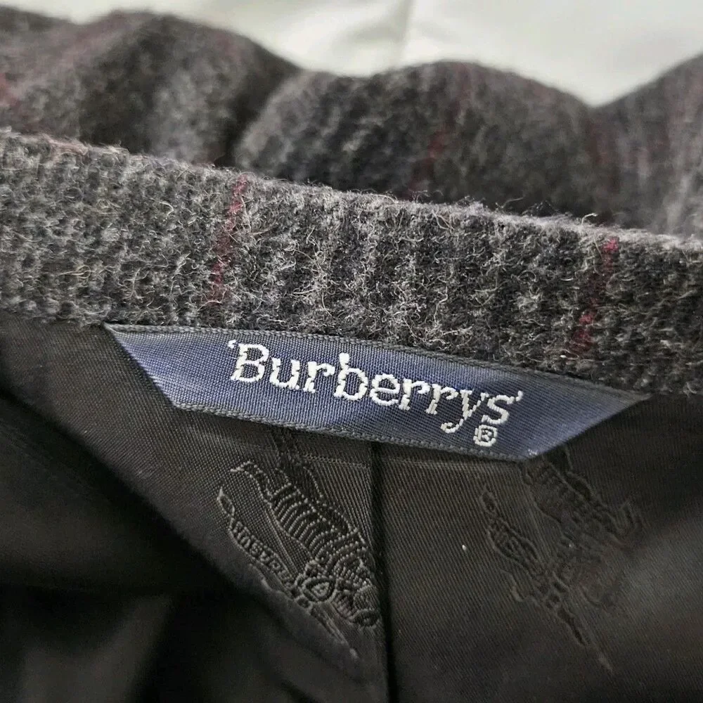 Burberry Blazer Jacket 46R XL Pure Camel Hair Wiedemans Dark Gray Plaid‎ Vintage